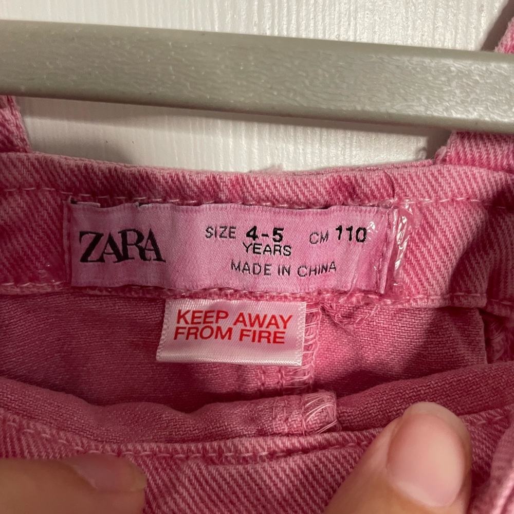 Zara Girls Denim Overall Jumper Dress Pink Size 4 - 5 - Picture 3 of 3